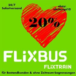 20% FlixBus & FlixTrain Gutschein - Sofortversand - Immediate Delivery!Für Bestandskunden und ohne Zeitraum Begrenzungen
