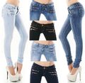 Damen Jeans Low Rise Hüftjeans Hose Röhrenjeans Skinny Slim Fit Stretch XS-XL