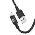 USB-A auf iPhone Nylon Kabel Ladekabel | USB A zu 8-Pin | Schwarz, 0,5m - 3m