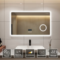 Badspiegel mit LED Beleuchtung BLUETOOTH UHR Beschlagfrei Touch  Wandspiegel DE