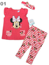 Baby Mädchen Minnie Mouse T-shirt Leggings und Haarband Outfit Set