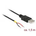 Delock Kabel USB 2.0 Typ-A Stecker > 2 x offene Kabelenden Strom 1,5 m Raspberry