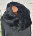 NEU LOOP SCHAL SCARF KUNSTFELL FLAUSCHIG & WEICH FELLKRAGEN TREND SCHWARZ 