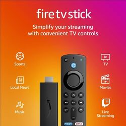 Amazon Firestick TV HD-Streaming-Gerät 3. Generation Fire Stick enthält TV-Steuerungen