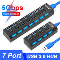 USB 3.0 HUB Verteiler Splitter Adapter Super Speed Datenhub 7 Port für Laptop PC