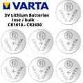 Varta Lithium CR Sortiment 1616 1620 2016 2025 2032 2430 2450 lose 3V Batterie