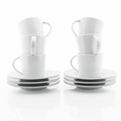 Kaffeetassen Set 12tlg, Porzellan Kaffeebecher für Tee & Kaffee Cremeweiß 90 ml