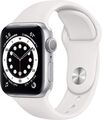 Apple Watch Series 6 40 mm Aluminiumgehäuse silber am Sportarmband weiß [Wi-Fi]
