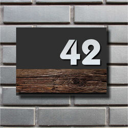 3D Hausnummer OSLO zeitlose Holzoptik ohne Holzpflege Edelstahl Design schwarz