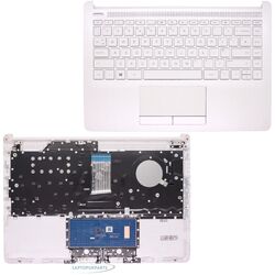 Passend für HP 14-DK0001NG Tastatur komplett Gehäuse Handauflage + Touchpad UK weiß