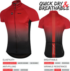 DEKO Fahrradtrikot Herren Fahrrad Shirts kurzärmelig mit Farbverlauf rot/schwarz