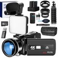 4K Videokamera Camcorder Ultra HD 48MP WiFi Touchscreen IR Nachtsicht YouTube