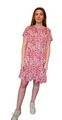 Damen Sommerkleid Viskosekleid kurzarm leichte A-Linie Pink Bunt Gr. M/L