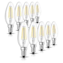 10 x Bellalux LED Filament Lampen Kerzen 4W = 40W E14 klar 470lm warmweiß 2700K