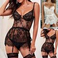 Damen Sexy Spitze Dessous Unterwäsche Höschen 2 teilig Set Nachtwäsche