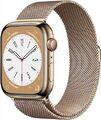 Apple Watch Series 8 [GPS + Cellular, inkl. Milanaise-Armband gold] 45mm Edels G