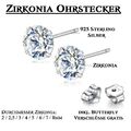 Zirkonia Ohrstecker / Ohrringe - 925 Sterling Silber - 2-8mm - Damen Herren NEU