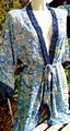 Damen Morgen Mantel Kimono Strand, Boho Gr.M 38-40 Baumwolle Blau Neu !