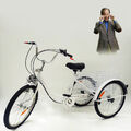 24" 3-Räder Dreirad für Erwachsene 6 Gang Fahrrad Trike mit Licht & Einkaufskorb
