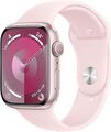 Apple Watch Series 9 45 mm Aluminiumgehäuse rosé am Sportarmband S/M hellrosa [W