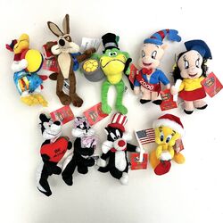 Vintage seltene Menge 9 WB 1999 Looney Tunes Mini Sitzsack Plüschtier Warner Brothers Bros.