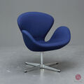 Fritz Hansen Swan Chair - Lounge Sessel Blau Divina Stoff Stuhl drehbar Jacobsen