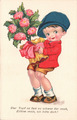 AK Künstlerkarte Kind Mütze Blumentopf Spruch: Der Topf ist fast zu  (Nr. 2162)