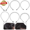 6 Stück Metall Haarband Schwarze, Damen Herren Haarreifen, Elastisches Stirnband