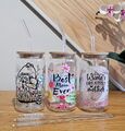 Muttertagsgeschenk 16 Unzen Glastasse mit Glasstrohhalm, Bambusdeckel und Pinsel