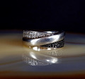 Ring Silber 925 schwarz weiß 16,2 mm Yin Yang Zirkonia