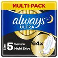 Always Ultra Secure Night Extra (Größe 5) Damenbinden mit Flügeln 64/128/192 Stk