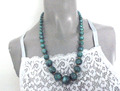 Statement Halskette Schmuck grüne Perlen gemustert Drehverschluss Nr.2512