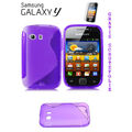 Silikon TPU Case Tasche f Samsung Galaxy Y GT-S5360 Handy Schutzhülle Lila Folie