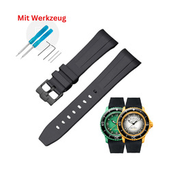 Silikon Armband schwarz Blancpain Swatch Strap Fifty Fathoms SCUBA black PACIFIC