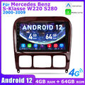 4+64G Android 12 Autoradio Carplay Für Mercedes S-Klasse W220 1992-2005 4G GPS
