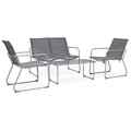 Gartenmöbel 4-tlg. Stoff Stahl Grau Sitzgruppe Lounge Tisch Stuhl Bank vidaXL
