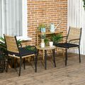 Outsunny 3-TLG. Rattan Gartenmöbel-Set Balkonmöbel Bistro-Set mit Sitzkissen