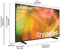 Samsung TV 43 Zoll Crystal UHD AU8000, schwarz, Standfuß und Wandhalterung. 