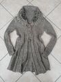 Strickmantel Strickjacke S/M  38/40 Wolle Hellbraun Fellbesatz