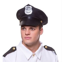  DELUXE COP Mütze Kappe US schwarz USA Polizist Polizist Erwachsene Kostüm einzigartig