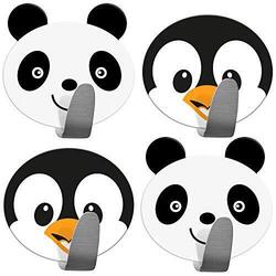 4er Pack Kinder Handtuchhaken, Panda & Pinguin, Edelstahl