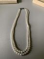 Zweireihige Perlenkette 38 cm 835 Silber Schließe alt
