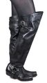 1275 Damenstiefel Bikerstiefel Lederstiefel Overknee Schnalle Schwarz Buffalo 40