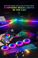 APP RGB Innenraum Ambient Streifen Lichtfaser Auto Atmosphäre Dekor Lampe Kit 