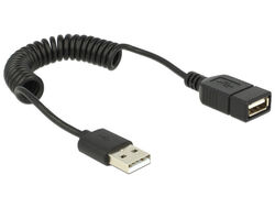 USB-Verl. Delock USB2.0 Typ A -> A St/Bu 20-60cm Spiralkabel