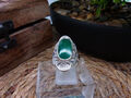 925 Silber Ring vintage grüner Onyx ,Zirkonia Gr. 18,1 mm / 57 Artnr.1285