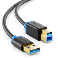 deleyCON 3m USB 3.0 Datenkabel / Druckerkabel - USB A-Stecker zu USB B-Stecker
