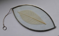 Glasbild gerahmtes BLATT Fensterbild Bleiglas oval 16 cm Natur zum Aufhängen