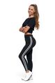 Damen Leggings lange Leggins mit Streifen Sport Jogginghose Fitness Hose 016