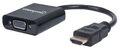 Manhattan HDMI to VGA Converter cable, 1080p, 30cm, Male to Female, Micro-USB Po